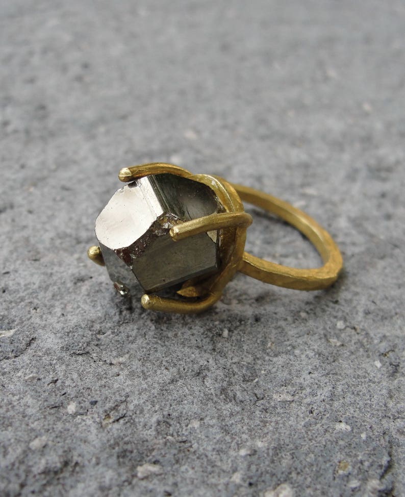 Druzy Pyrite Ring, Fool's Gold Ring, Hand Formed Bronze Pyrite Statement Jewelry US Size 6 Etsy