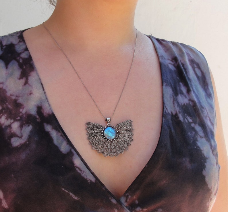 Fan Necklace Sterling Silver Handwoven Wire Jewelry With Pearl Etsy