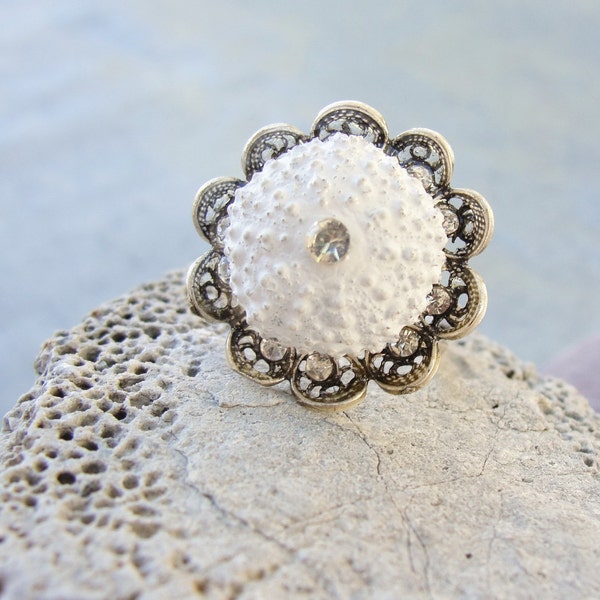 Sea Urchin Collection - White Flower Ring