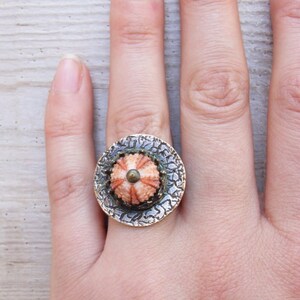 Sea Urchin Pink Crown Ring (only US size 7.5)