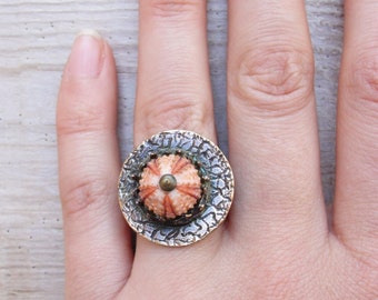 Sea Urchin Pink Crown Ring (only US size 7.5)