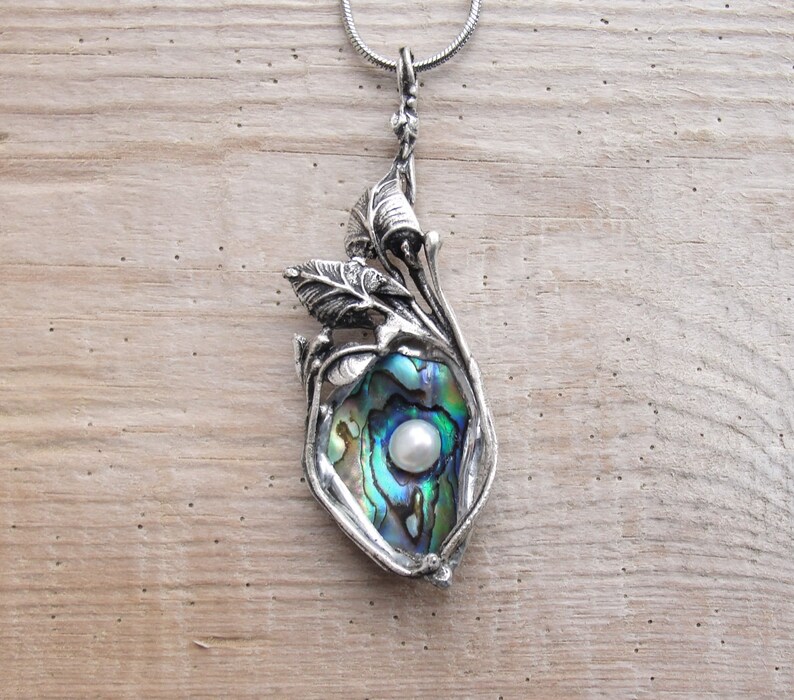 Abalone Shell Necklace with Pearl Etsy