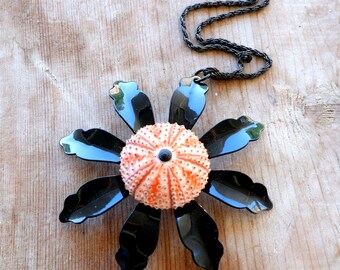 Black Sea Urchin Necklace Special Halloween Gothic Edition