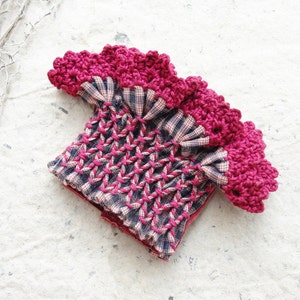 Smocked Textile Cuff Burgundy Smocking and Leather details The Sense of Touch and Textures image 1