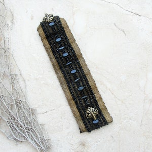 Antique Victorian Cuff Beadwork and Vintage Lace Gothic Burlesque image 5