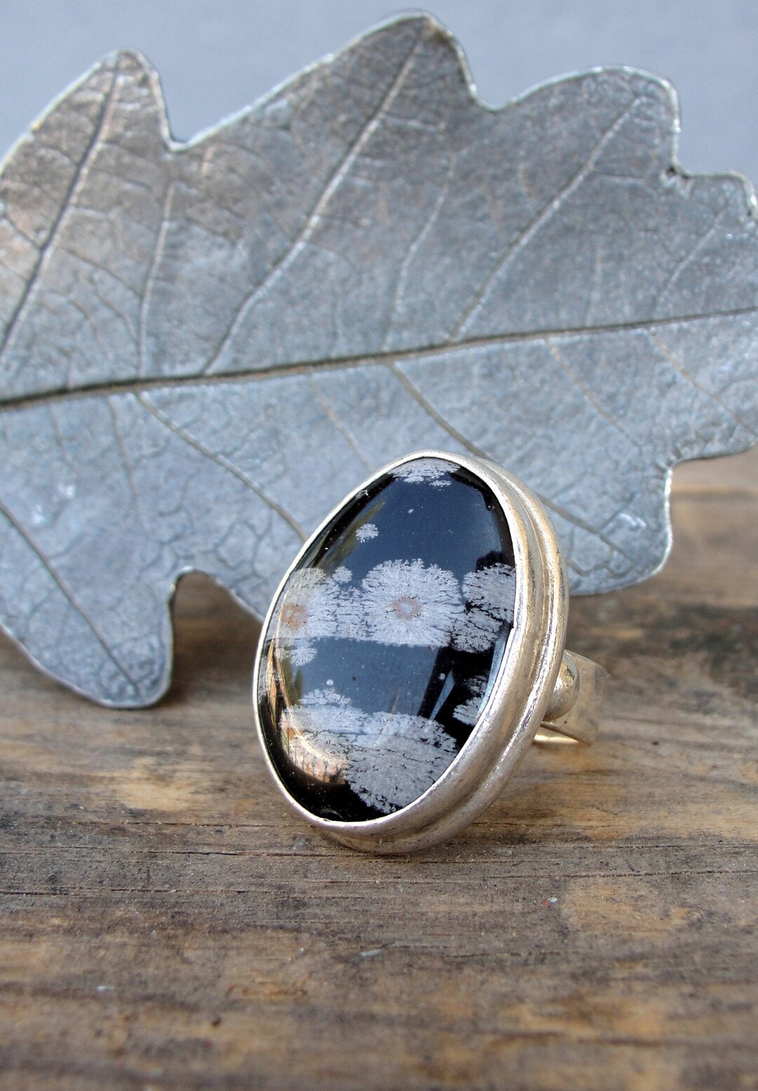 Rectangular Obsidian Ring Large Obsidian Ring Hand Formed Sterling Silver Black Stone Statement ...