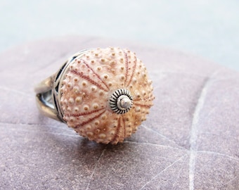 Sterling Silver Sea Urchin Ring Pastel Pink Sultan Ring