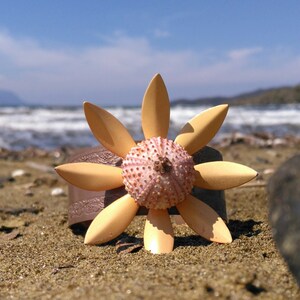 Salmon Sea Urchin Cuff Enamel Vintage Flower Bracelet Statement Jewelry image 2