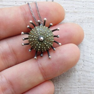 Green Sea Urchin Sterling Silver Necklace Sea Anemone image 3