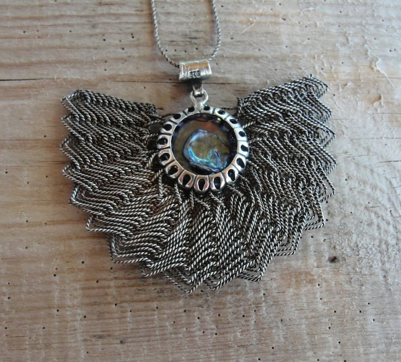 Fan Necklace Sterling Silver Handwoven Wire Jewelry With Pearl Etsy
