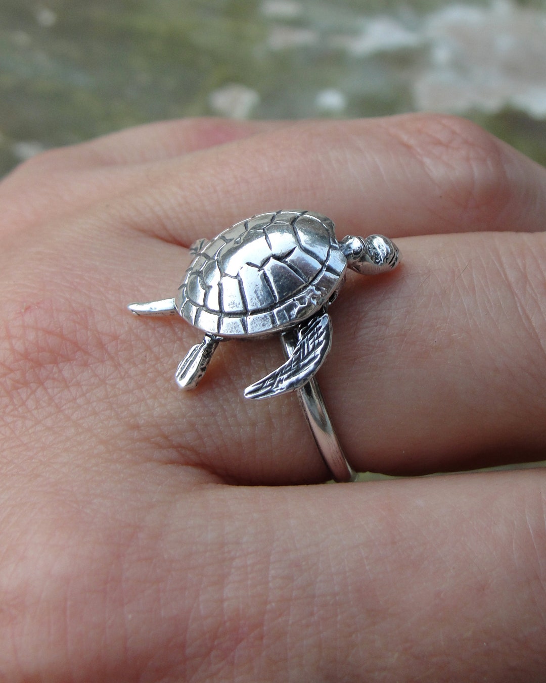 Buy Sterling Silver Sea Turtle Ring Moving Articulated Turtle Ring Nautical Sea Ring US Size 9 Silver 925 Online in India Etsy