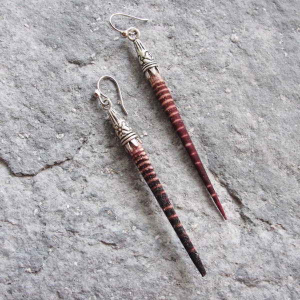 Striped Sea Urchin Spine Earrings Seashell Beach Jewelry