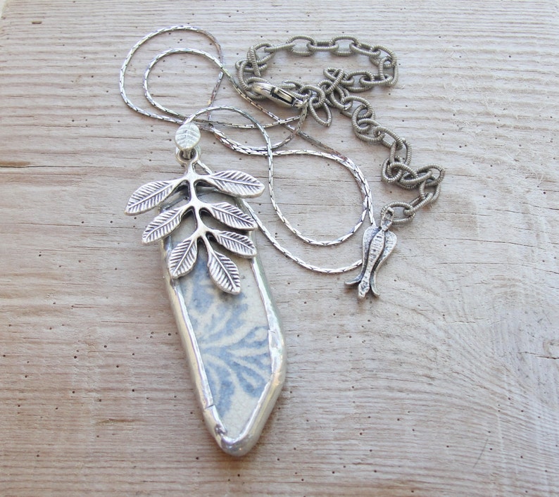 Leaves Beach Pottery Necklace Soldered Sea Treasures - Etsy