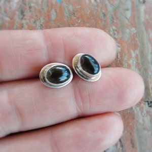 Smokey Quartz Stud Earrings Sterling silver studs Dark Brown Quartz Semi Precious Stone image 9