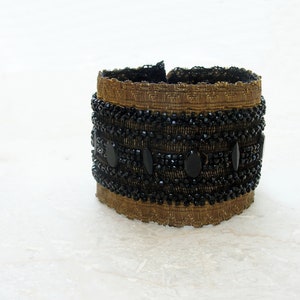 Antique Victorian Cuff Beadwork and Vintage Lace Gothic Burlesque image 4