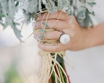 Beach Wedding Jewelry Sterling Silver White Sea Urchin Ring