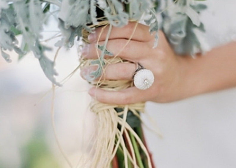 Beach Wedding Jewelry Sterling Silver White Sea Urchin Ring image 1