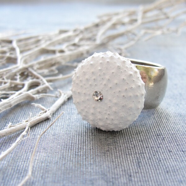 Sea Urchin White Ring (only US size 5)