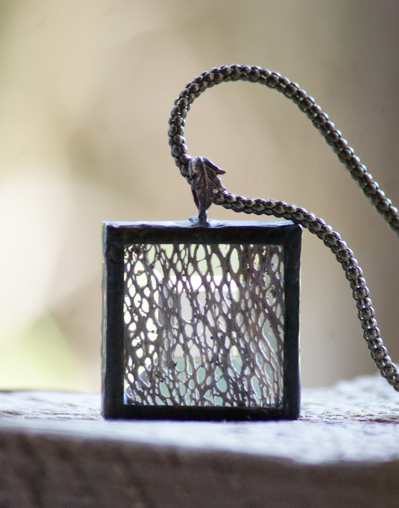 Skeleton Tree Bark Necklace Palm Tree Bark Glass Metal Etsy