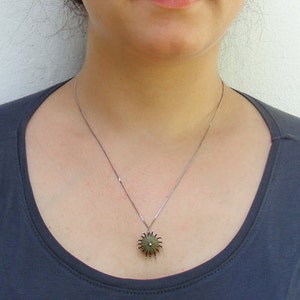 Green Sea Urchin Sterling Silver Necklace Sea Anemone image 2