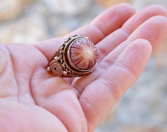 Sea Urchin Ring - Sterling Silver Pink One of a Kind size 10