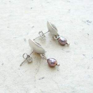 Sea Urchin Post Earrings with Pearls, Lightweight mermaid jewels image 3