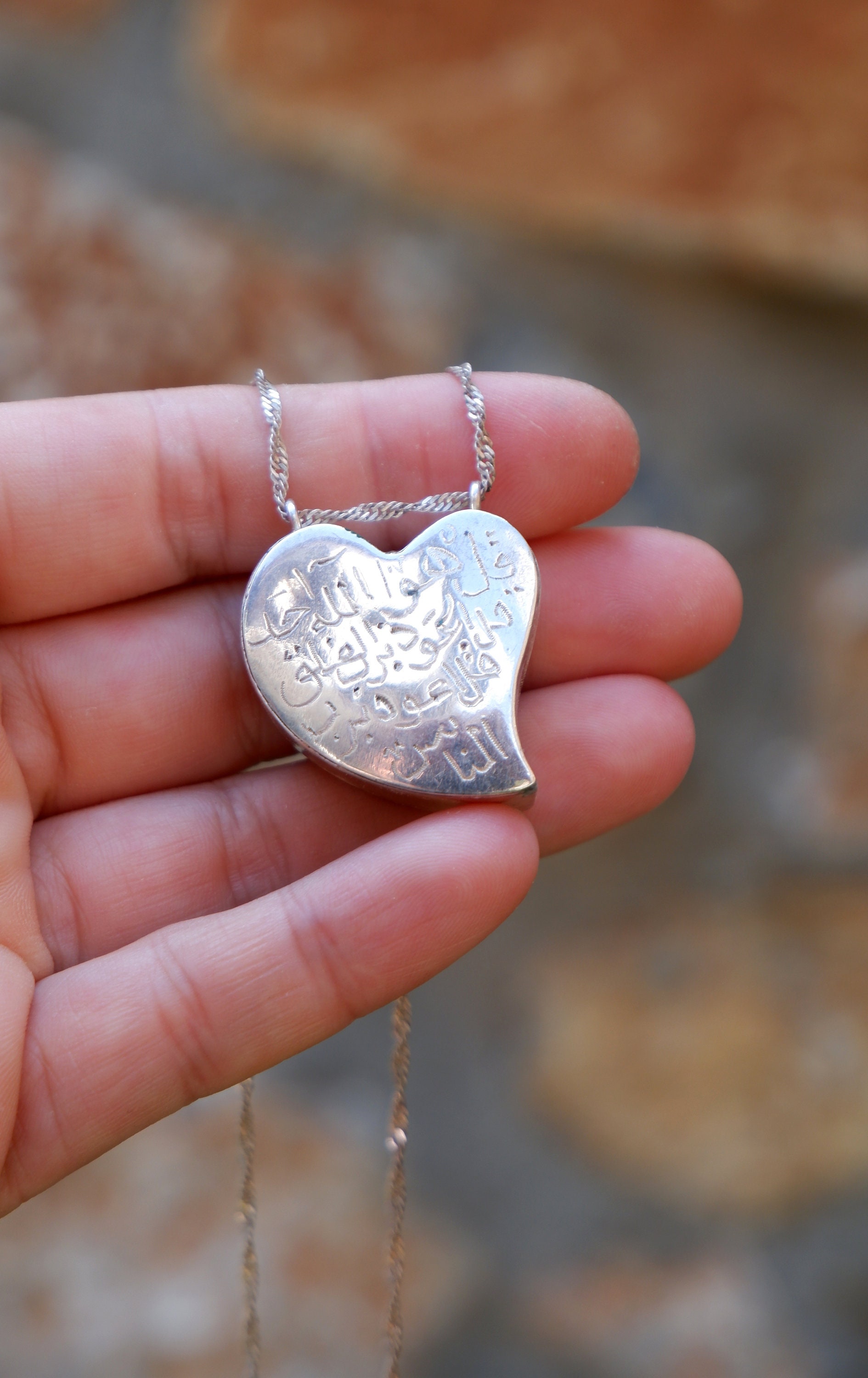 Vintage Sterling Silver Taweez Necklace: Handmade Islamic Prayer