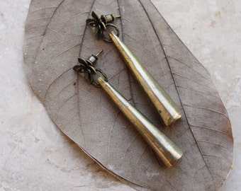 Geometric Metalwork Earrings Vintage handmade Cylinder finds Rustic Jewelry