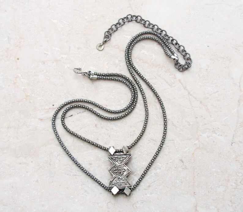 Tribal Ethnic Vintage Upcycled Statement Piece Modern Tribe Necklace