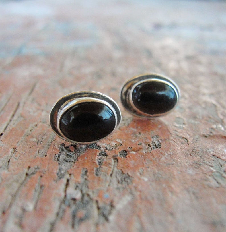 Smokey Quartz Stud Earrings Sterling silver studs Dark Brown Quartz Semi Precious Stone image 6