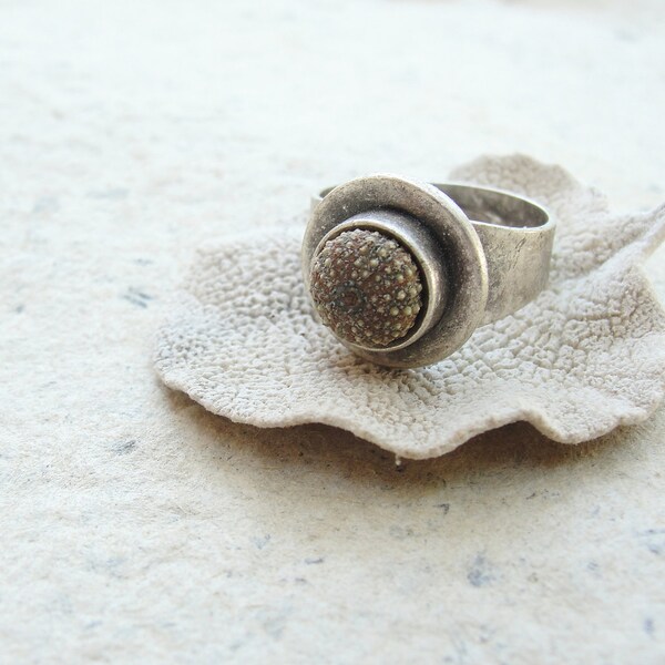 Green Sea Urchin Silver Ring