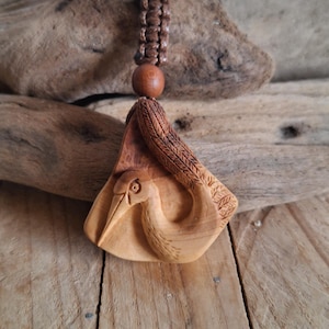 Hand-Carved Wooden Bird Keychain – Unique Natural Applewood Charm with Braided Rope – Rustic Handmade Accessory , Gift For Love