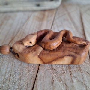 Unique Snake Pendant | Handcrafted Wood Keychain Necklace | Gift for Snake Lover | One‑of‑a‑Kind Jewelry , Gift For Love , Handmade Keychain