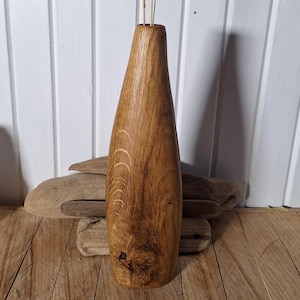 Handcrafted Rustic Oak Wood Vase - Natural Aged Wood with Cracks and Splits, Perfect for Dried Flowers, Unique and Charming Home Decor Piece