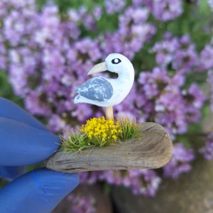 Driftwood Bird Magnet: Hand Carved Wooden Sculpture