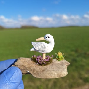 Driftwood Magnet: Hand-Carved Bird, Sea Lover Gift
