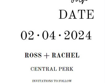 Minimalist Save the Date, digital download, black or white, customizable