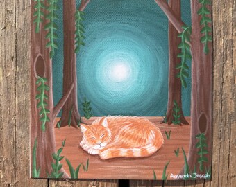 Cat in Forest Art Print