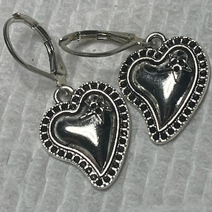 Small dainty sacred heart earrings, lovely mini dangle earrings