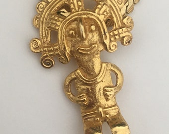 Smiling Fertility Diety Gold Tone Brooch/necklace