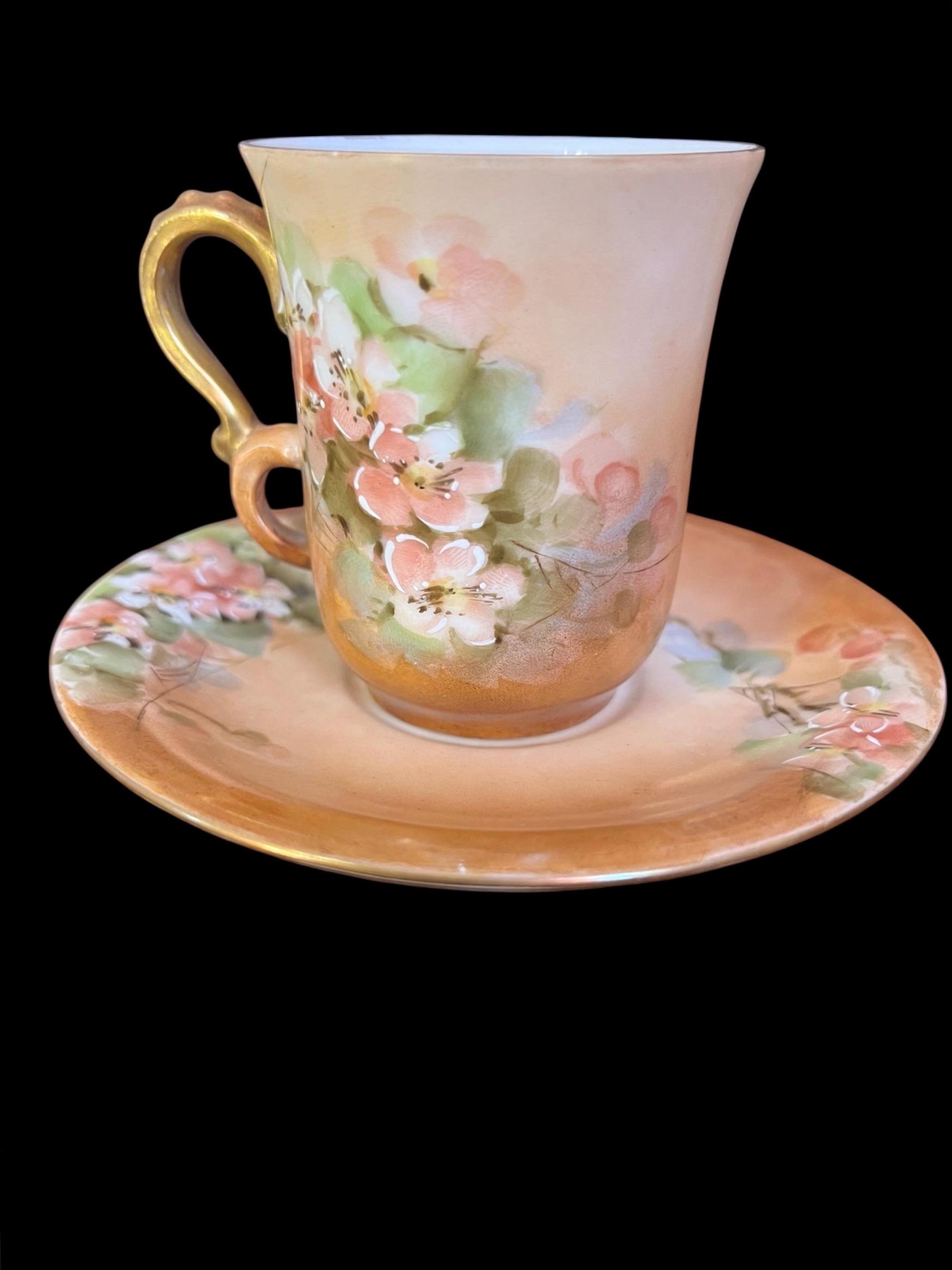 Antique Jean Pouyat Limoges Teacup & Saucer – Hand Painted French