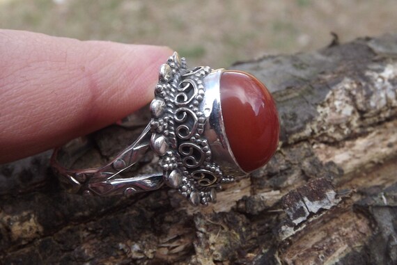 Carnelian Multi Color red Ring - Size 8- vintage - image 2