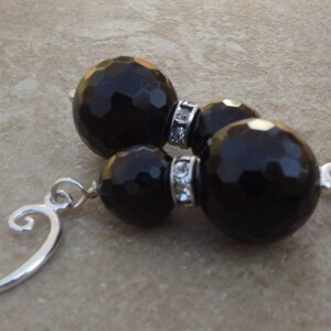 Black Onyx  designer ear-hook  Earrings-Sterling Silver Small Dangle