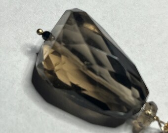 Smoky Quartz free-form faceted nugget 14K gold filled chain necklace