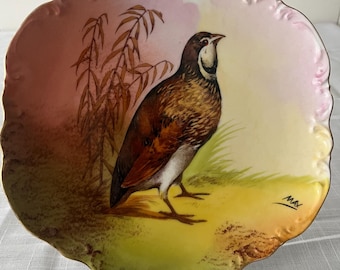 Antique Hand painted Limoges plate with partridge - Limoges FRANCE