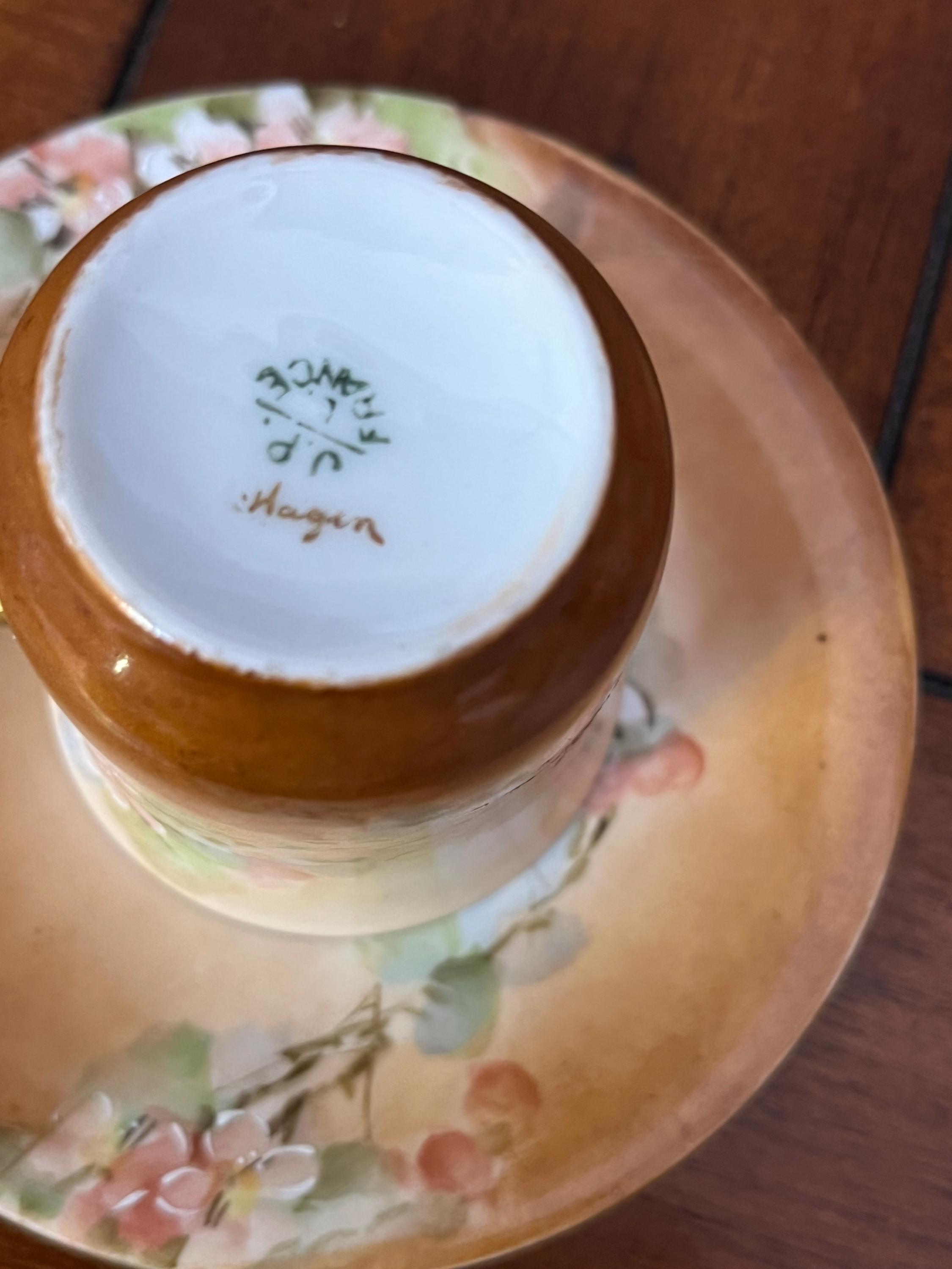Antique Jean Pouyat Limoges Teacup & Saucer – Hand Painted French