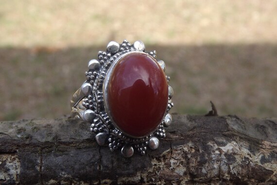 Carnelian Multi Color red Ring - Size 8- vintage - image 7