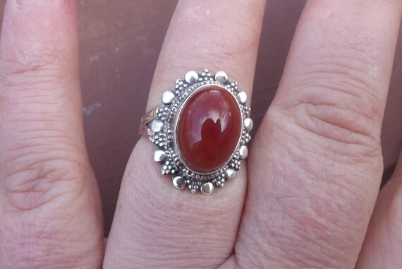 Carnelian Multi Color red Ring - Size 8- vintage - image 9