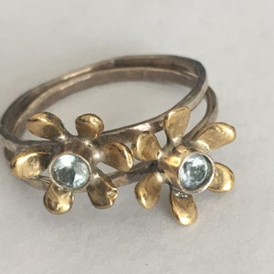 Blue Topaz stacking ring- mix and match- size 9 - sterling silver - pressious genuine gemstone