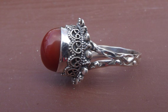 Carnelian Multi Color red Ring - Size 8- vintage - image 1